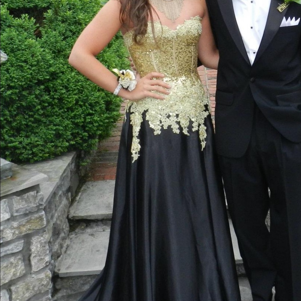 Jovani Black and Gold Dress
